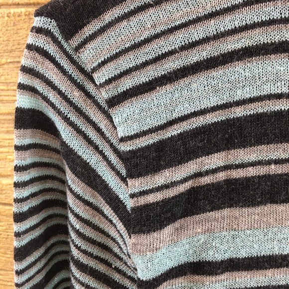 Lola Womens Shirt Medium Striped Mint Blue Black - Picture 7 of 8